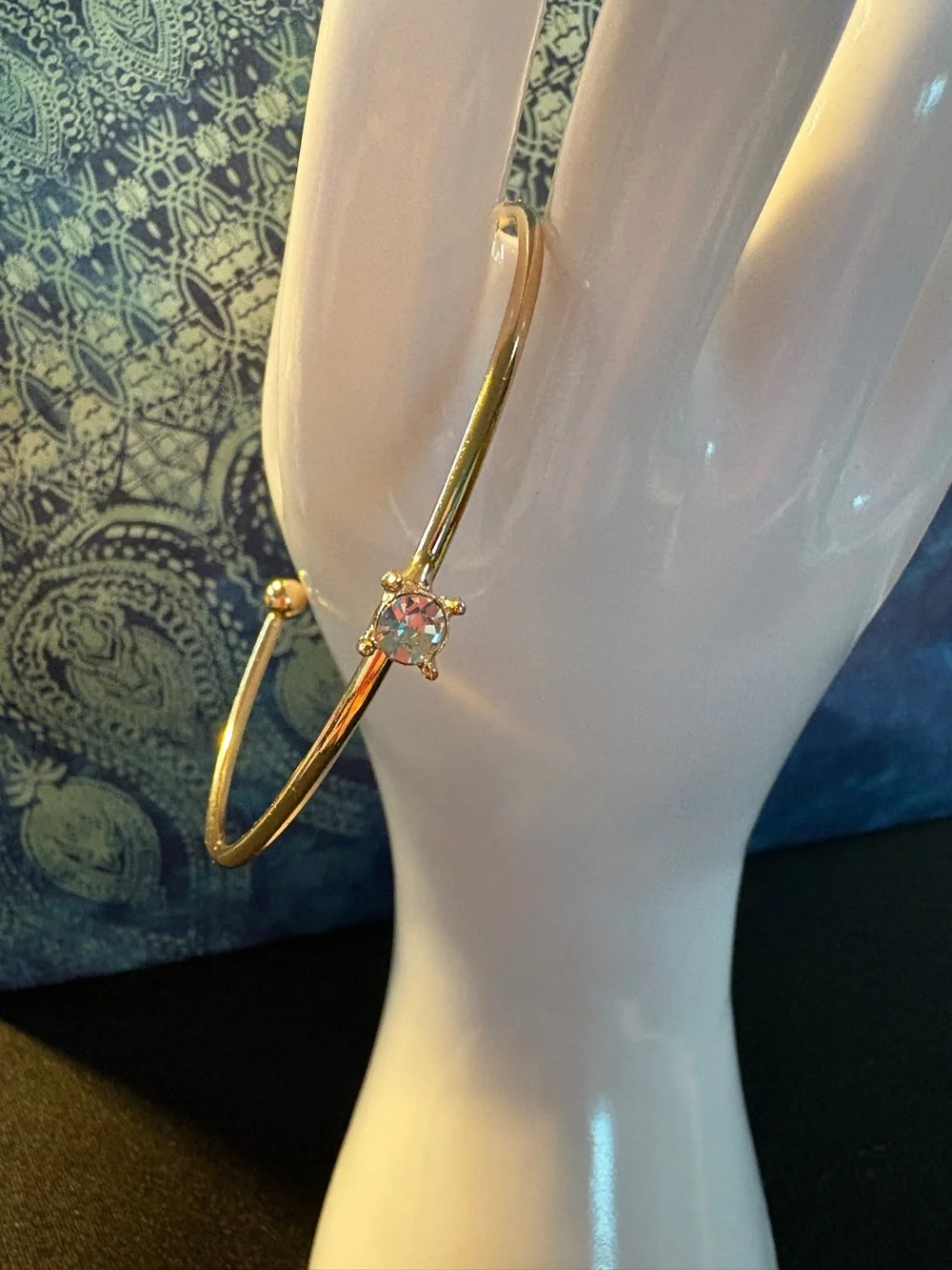 Gold-Tone Cubic Zirconia Open Bangle Bracelet - Gold